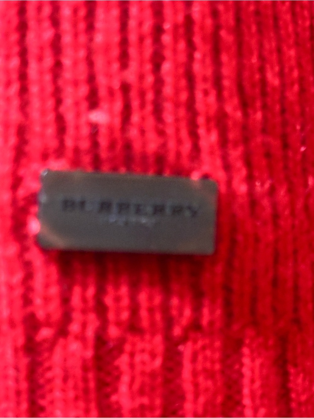 Burberry Red Ribbed Shawl V-Neck Sweater - Picture 5 of 7